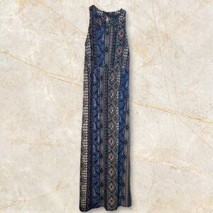 French laundry Patterned Blue and Black Maxi Dress
